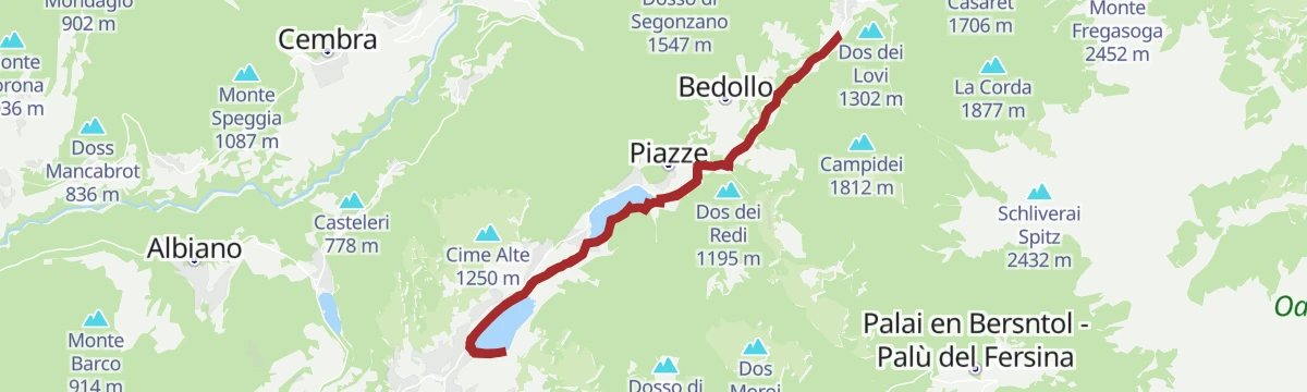Route map: Cycle path of the lakes: Lake Serraia, Lake delle Piazze and Lake delle Buse